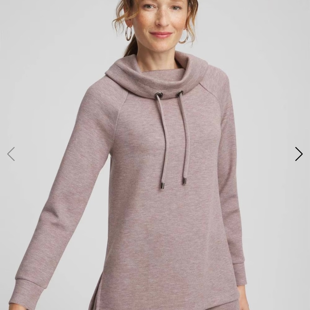 Chico's Heathered Dusty Rose Cowl Neck Tunic